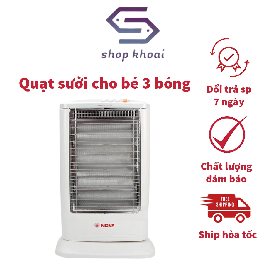 Quạt sưởi cho bé cao cấp 3 bóng cao cấp - Quạt sưởi sử dụng bóng halogen không khô da, lưới bảo vệ an toàn - Lỗi 1 đổi 1