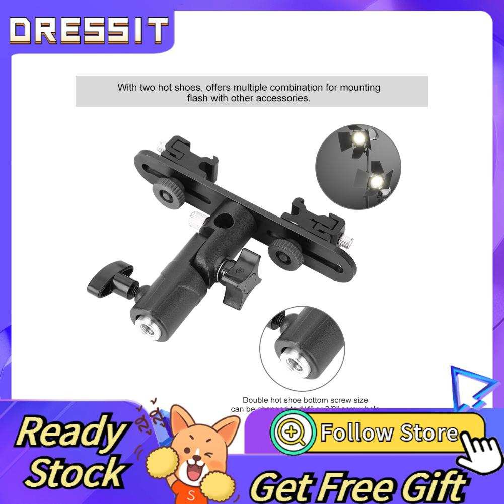 Dressit CONCON Flash Bracket Holder Dual Hot Shoe Accessories Set for DSLR Camera Speedlite GBD