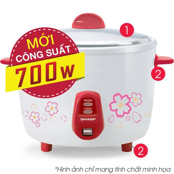 Nồi Cơm Điện Nắp Rời Sharp KSH-D18V (1.8L) - Màu Ngẫu Nhiên - Hàng chính hãng