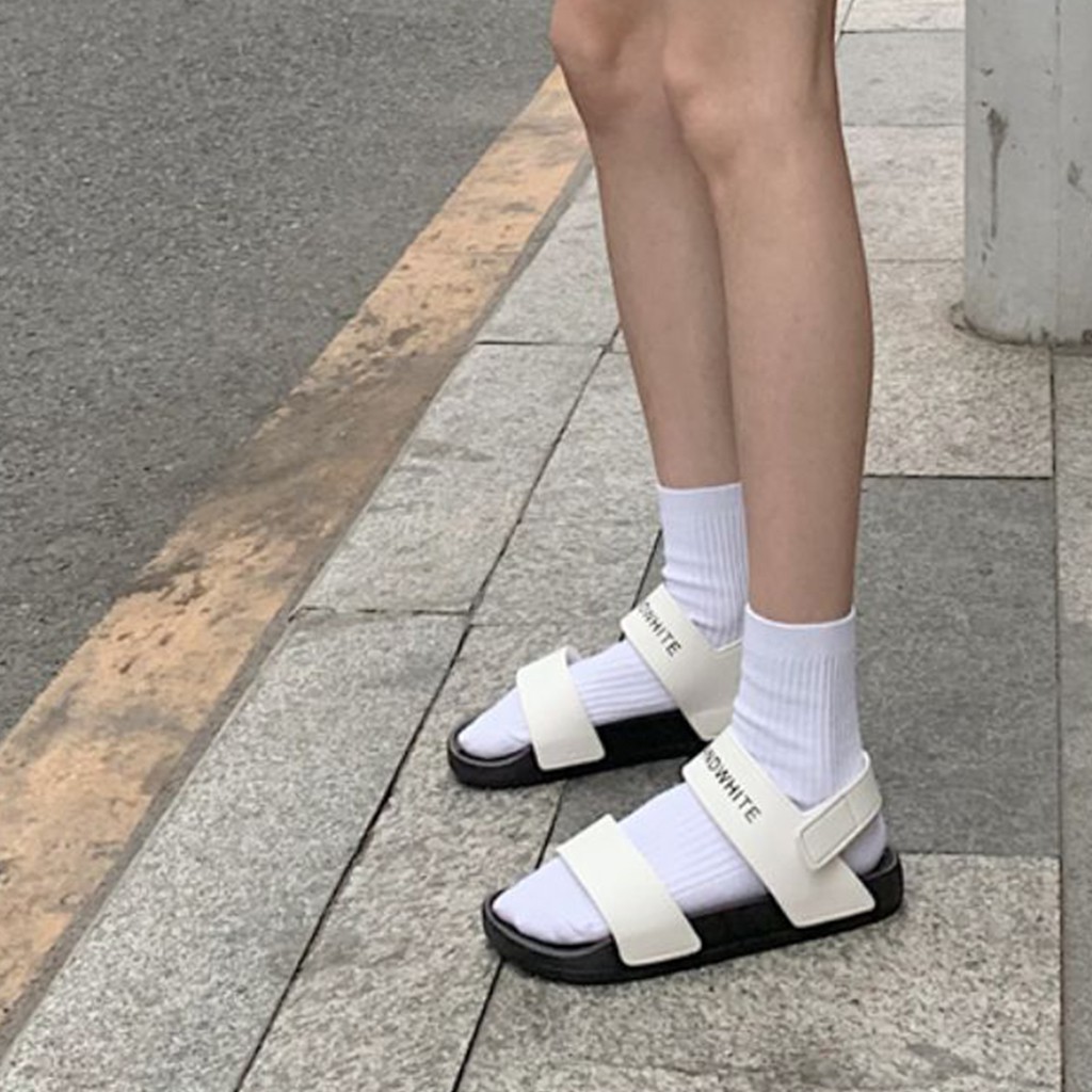 Giày Sandal nữ giayBOM quai ngang khóa dán đế cao 3 cm S01