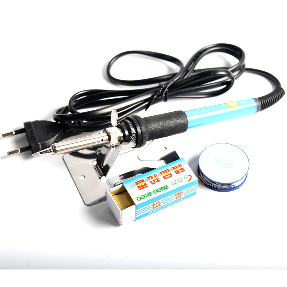 Máy hàn điện 220V 60W mini nhiệt độ điều chỉnh được với giá đỡ dây hàn và mỡ hàn mới tiện lợi