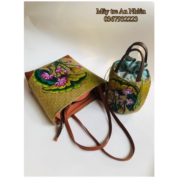 Giỏ đệm tròn quay da