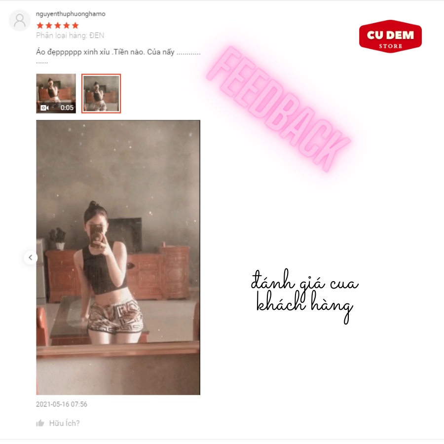 Áo ba lỗ nữ croptop thun tăm phong cách Hàn Quốc - Cú Đêm Store