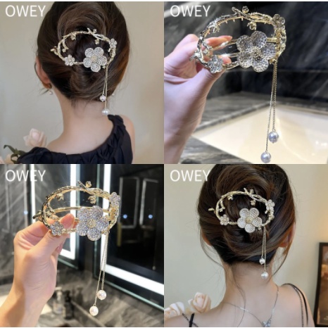 Kẹp Tóc Hình Cá Mập Bằng Kim Loại Đính Ngọc Trai Giả Phối Tua Rua Thời Trang Mùa Hè