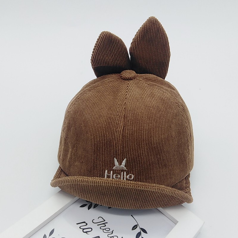 Mũ Lưỡi Trai Mềm Thoáng Khí Thiết Kế Tai Thỏ In Chữ Dễ Thương Cho Bé