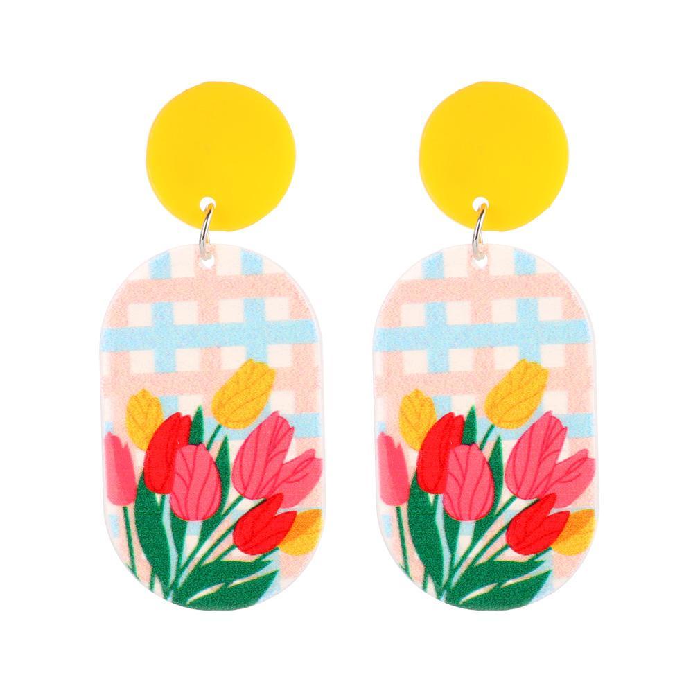 Bông Tai Dáng Dài Bằng Acrylic Hình Hoa Phong Cách Bohemian Thời Trang Cho Nữ