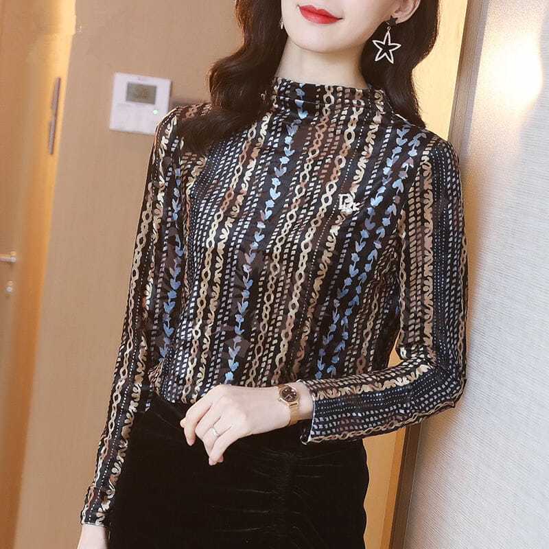 Áo Thun Dài Tay In Họa Tiết Thời Trang Mùa Thu Mới Cho Phụ Nữ Trung Niên