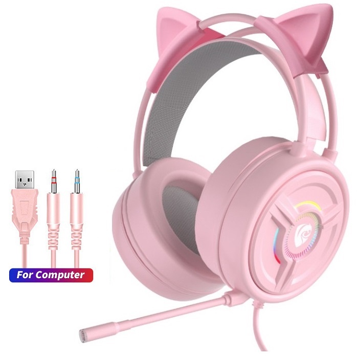 Mới Tai Nghe Chụp Tai Chơi Game Có Dây Đèn LED RGB 4D Kèm Mic Chất Lượng Cao