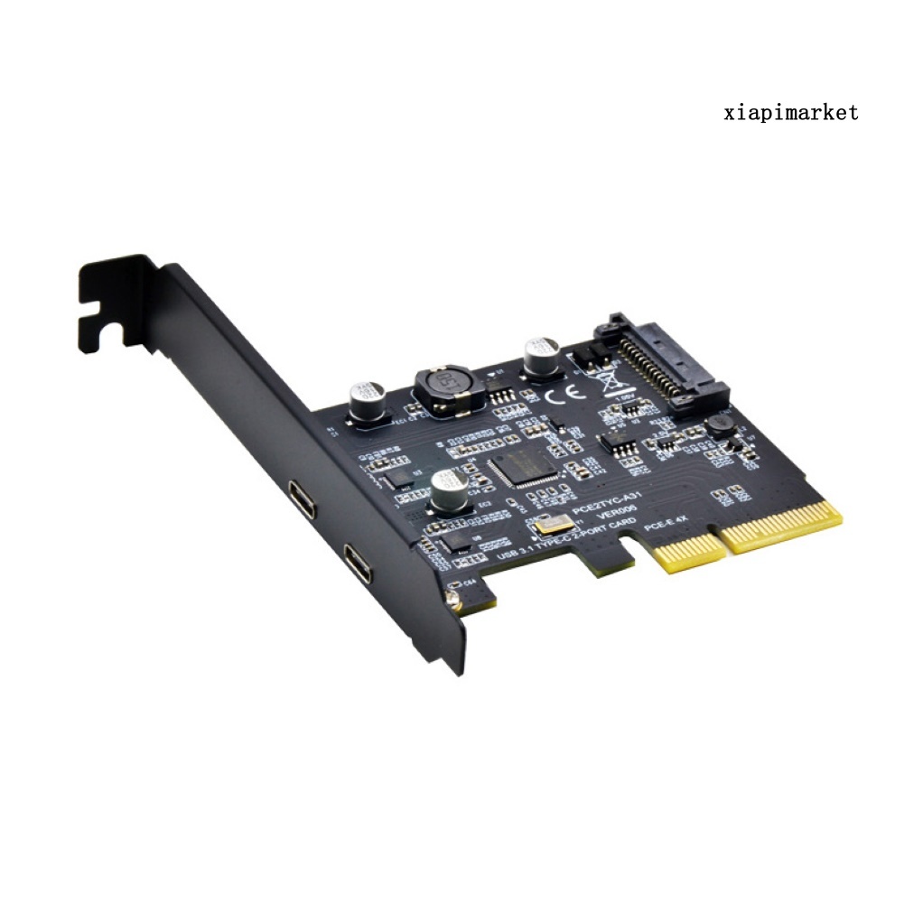 LOP_10Gbps PCI Express X4 X8 X16 PCI-E to Dual USB 3.1 Type-C Adapter Expansion Card