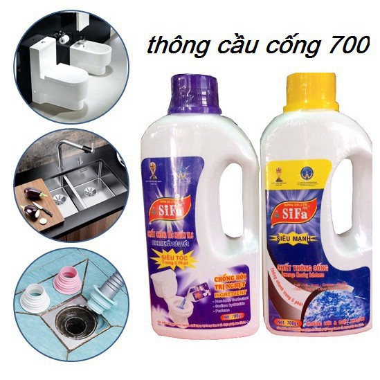 Chất thông tắc bồn cầu siêu tốc 700ml-- chai thông bồn cầu cống đa năng