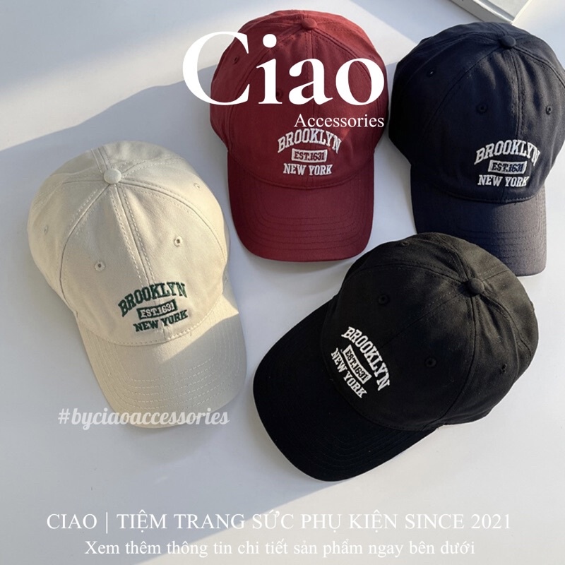 [HOẢ TỐC 1H] Nón/ Mũ vành thiết kế chữ thêu nổi trẻ trung năng động đơn giản Brooklyn Ciao