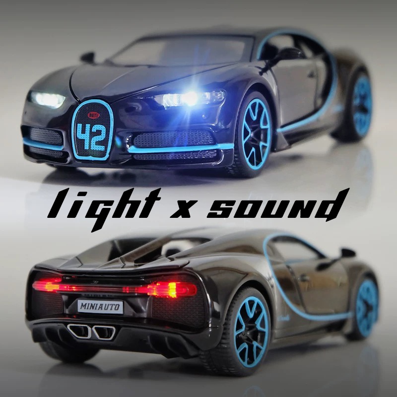 Mô Hình Xe Ô Tô Bugatti Chiron Tỉ Lệ 1: 32 Có Đèn Và Nhạc Và Đèn Bằng Hợp Kim Nhôm Quà Tặng Sinh Nhật Cho Bé Trai