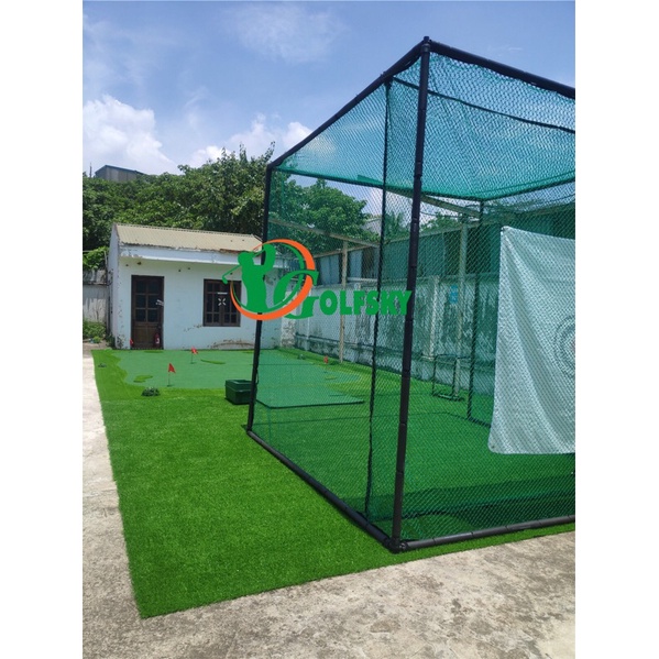 Bộ Khung Lồng Tập Golf - Thảm Golf Swing - Khay Cao Su - Tặng 30 Bóng Golf và Tee Cao Su - Ảnh/Video Thật 100%