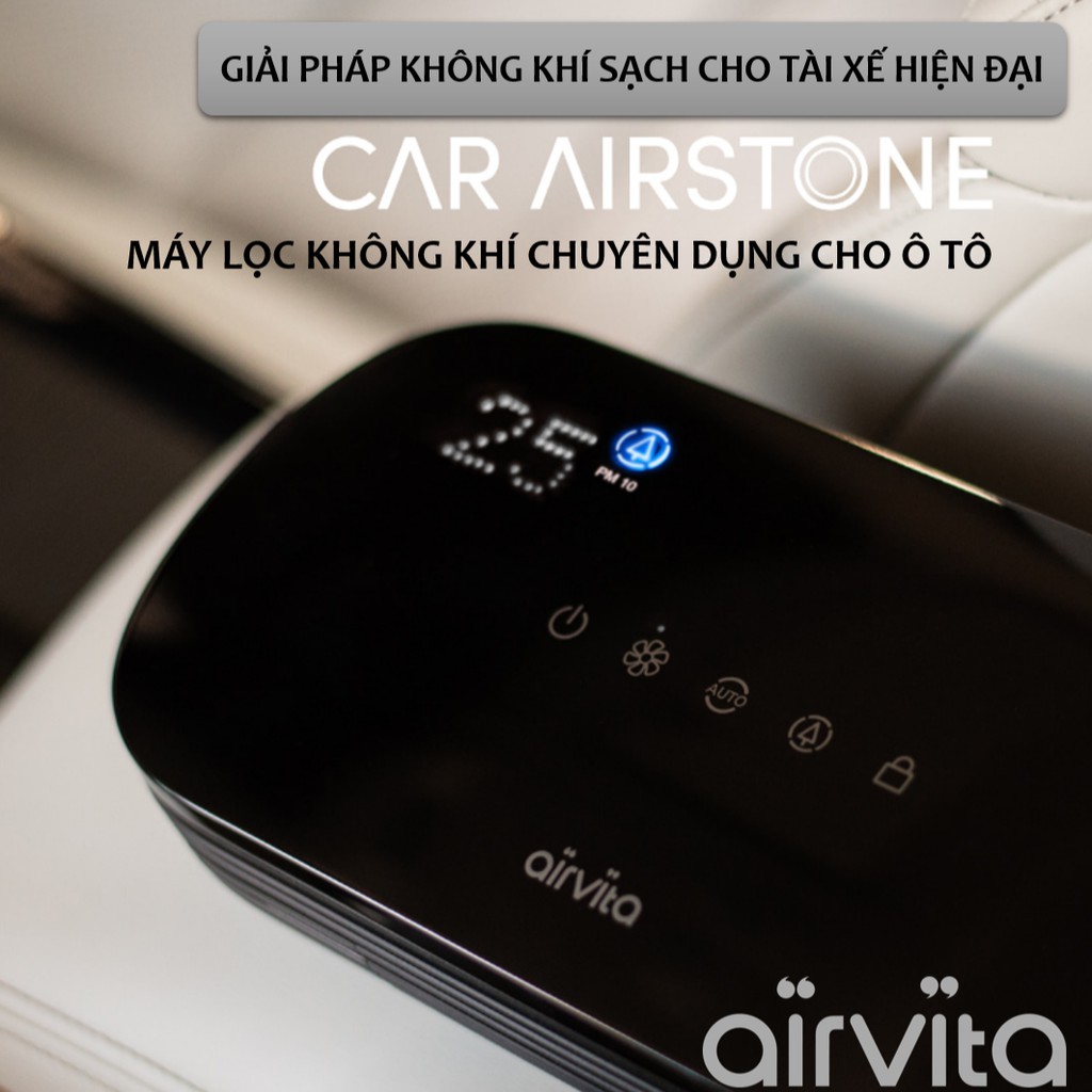 Máy lọc không khí ô tô Airvita Car Airstone Hàn Quốc lọc bụi mịn PM1.0 chỉ sau 10' - Nhập khẩu và bảo hành chính hãng