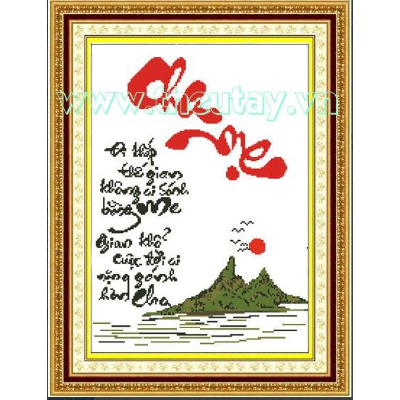 TRANH THÊU CHỮ THẬP Thư Pháp Cha Mẹ TV8040 (TRANH TỰ THÊU) KT:35X49CM