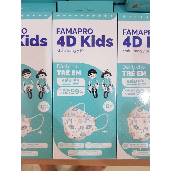 Hộp 10 khẩu trang 4D Kids Famapro dành cho trẻ em