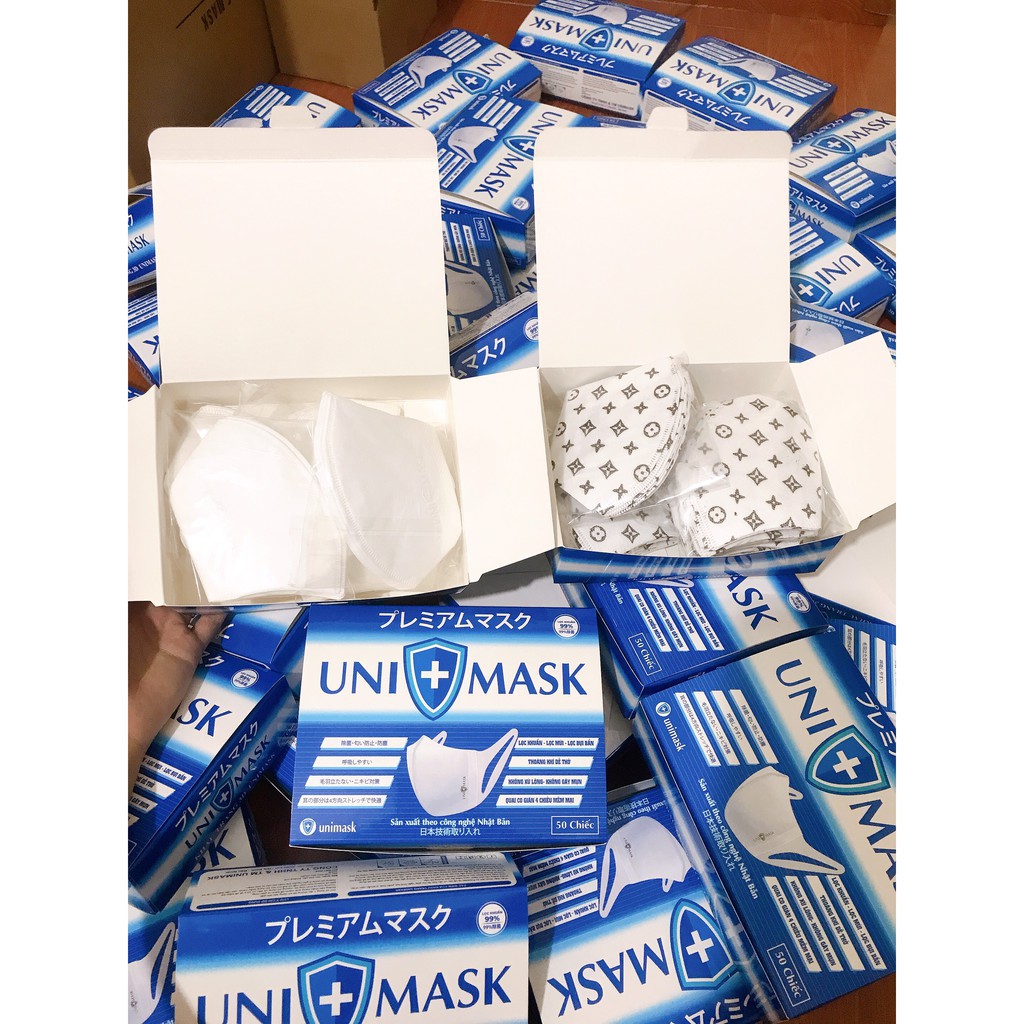khẩu trang UNI MASK 3D hàng chính hãng công nghệ nhật bản 1 hộp 50 chiếc