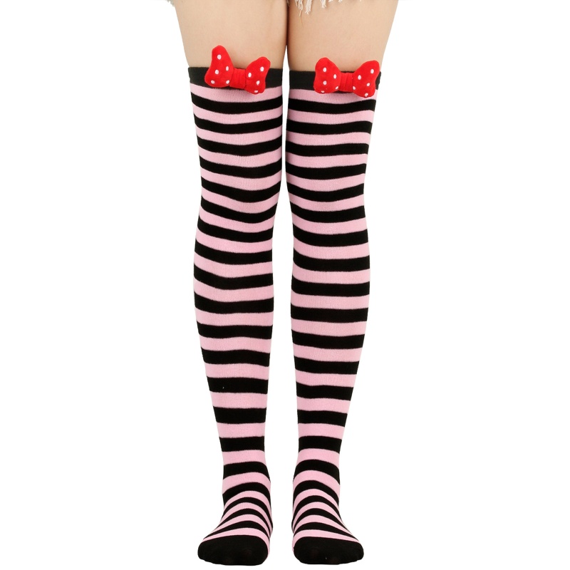 XIXI Tất Chân Cao Qua Gối Đính Nơ 3D Thời Trang Cho Nữ