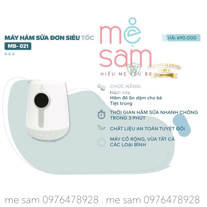 Máy hâm sữa đơn siêu tốc mb021