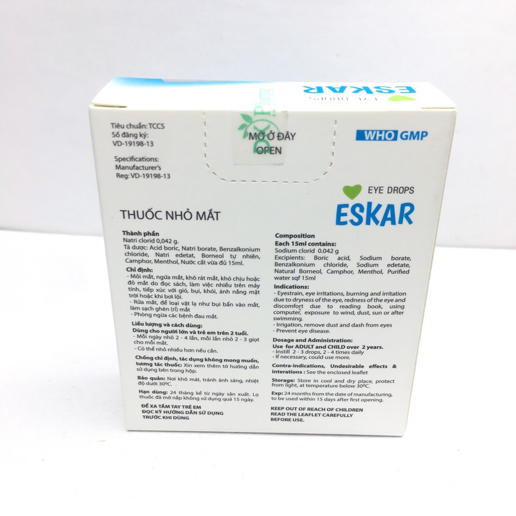 nhỏ mắt Eskar 15ml