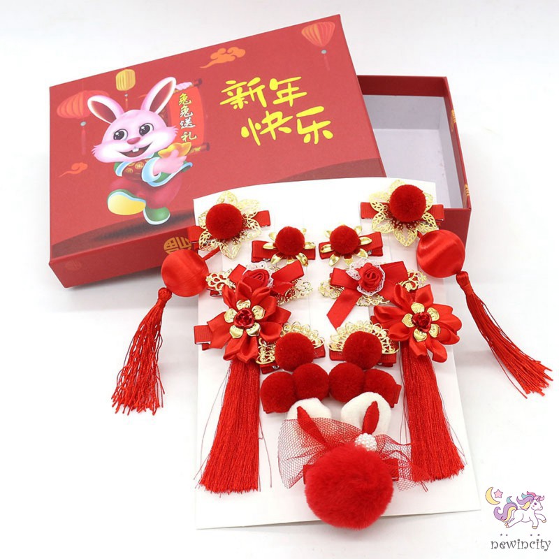 Set 13 Kẹp Tóc Tua Rua Phong Cách Retro Cho Bé Gái