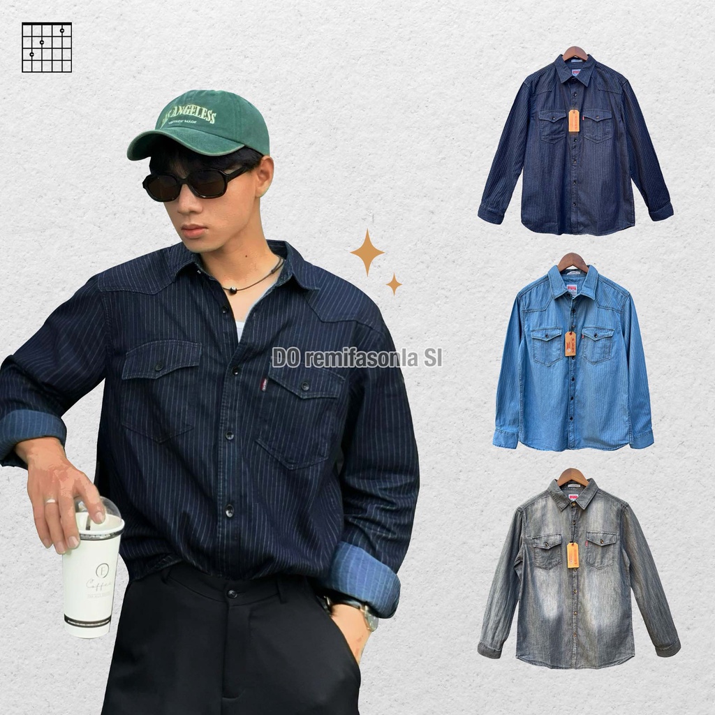 Áo Sơ Mi Kaki Nam Túi Hộp Màu Sắc Vintage Cực Đẹp - Chất Vải Dày Dặn Sọc Jeans
