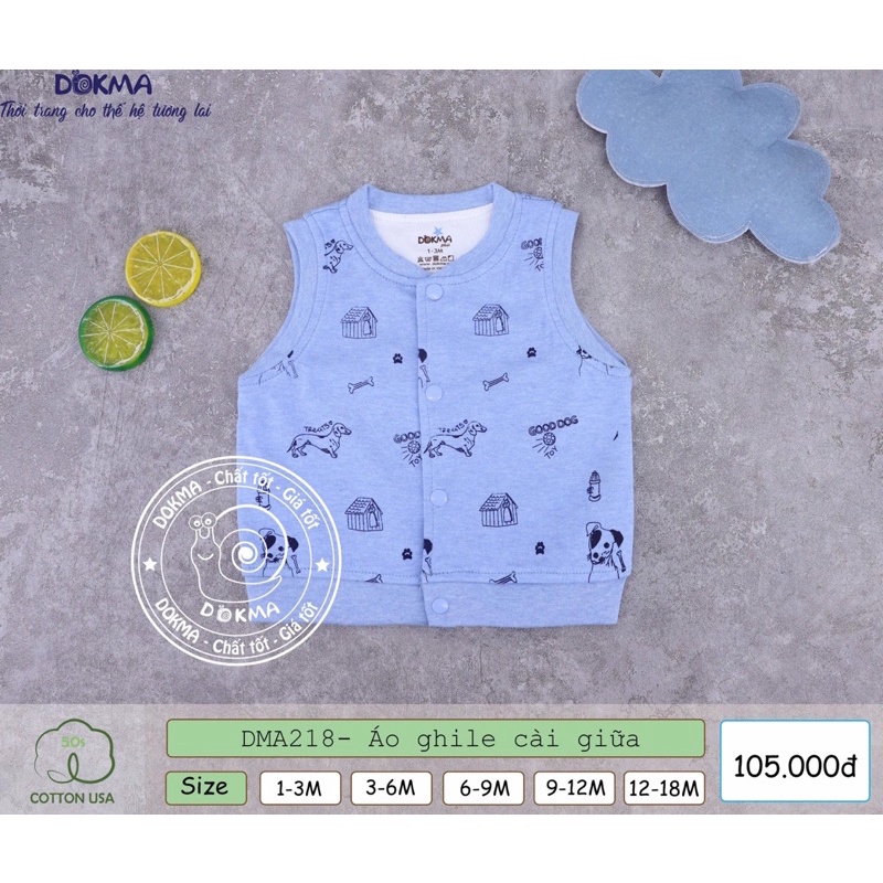 Áo gile cài giữa DOKMA DMA218 SIZE 1-18M ( chọn màu nhắn tin shop )