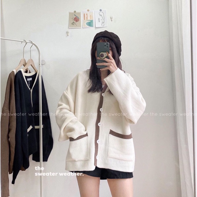 Áo cardigan len viền- ảnh thật cận chất | BigBuy360 - bigbuy360.vn