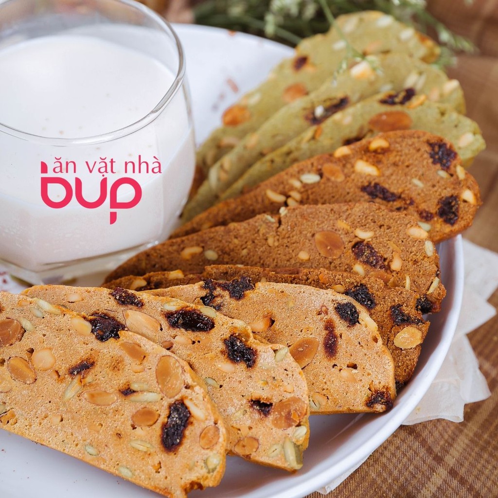 Bánh WHEY Protein 500g Ngũ Cốc Tăng Cơ, Giảm Mỡ, Giảm Cân, thanh protein bar cho gymer - Biscotti nguyên cám không đường