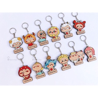 Combo 200 móc khoá gỗ cung hoàng đạo