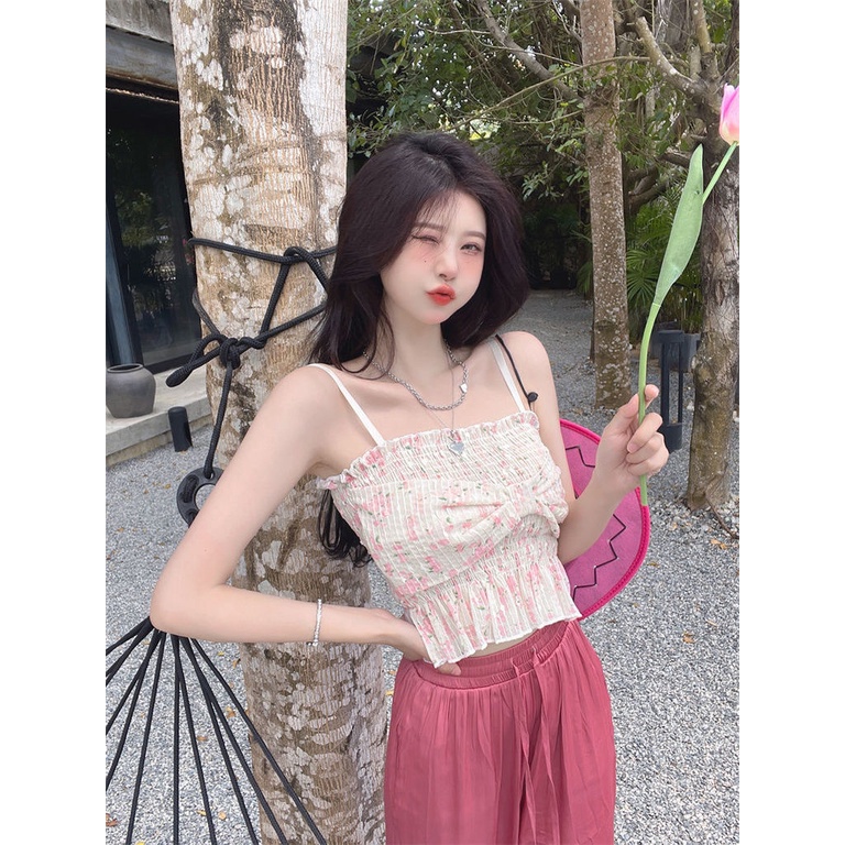 Áo Hai Dây Dệt Kim Đính Nơ Lãng Mạn Thời Trang Mùa Hè Mới