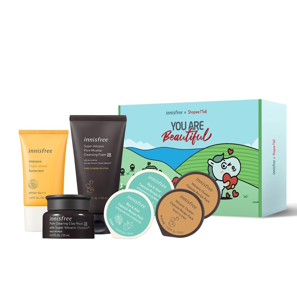 Bộ sản phẩm chống nắng làm sáng da và se khít lỗ chân lông innisfree Intensive Triple Shield Sunscreen Set