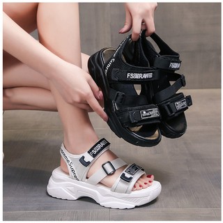 Sandal ulzzang siêu nhẹ, dép quai hậu nữ độn đế 4cm hai màu đen/trắng siêu hot