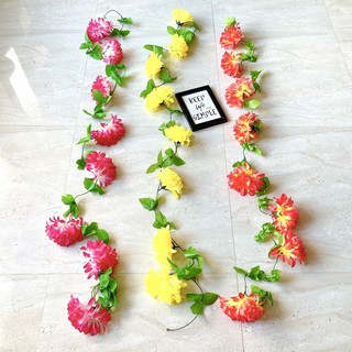 Dây hoa cúc vạn thọ bông cực lớn dài 2.4m - Trang trí đẹp - Dây leo hoa giả lụa