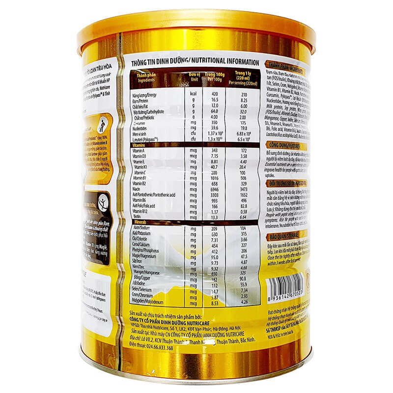 Sữa Nutricare Gastro 900g [Dành cho người viêm dạ dày và dối loạn tiêu hóa]