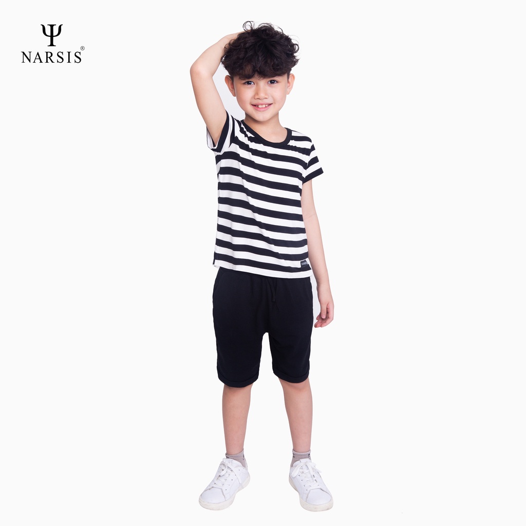 Bộ đồ hè bé trai Narsis KE0006 kẻ đen trắng quần đen
