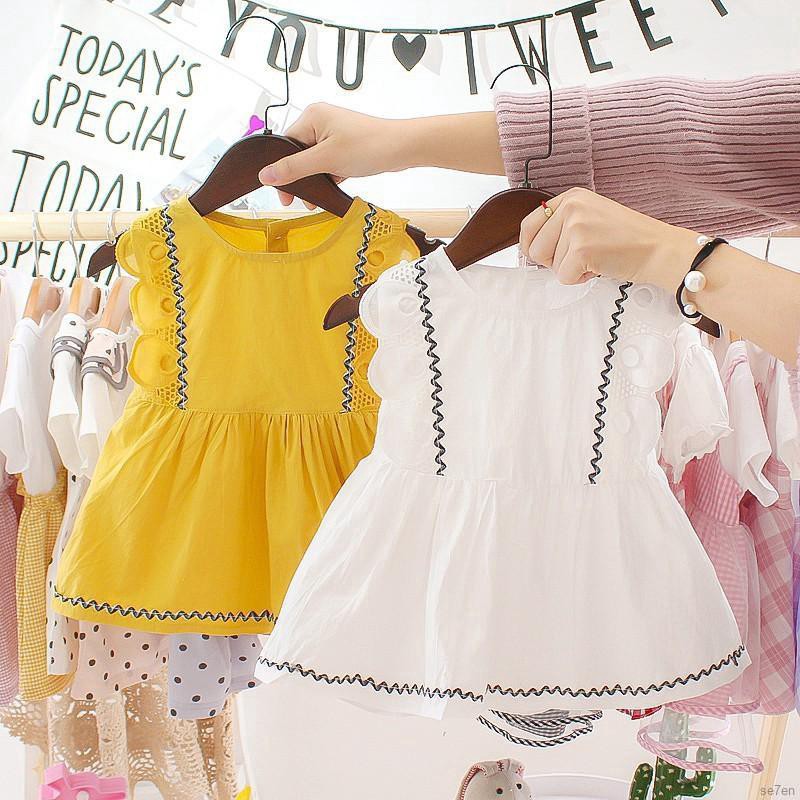 Đầm công chúa ngắn tay phối lưới xinh xắn cho bé gái