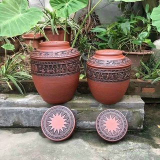 Chum rượu trống đồng âu lạc vò rượu gốm bát tràng không tráng men 5L 10L hấp thụ andehit làm ngon rượu