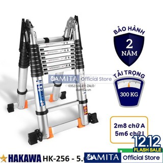 FREESHIP Thang nhôm rút đôi chữ A Hakawa HK-256 - 5.6 mét