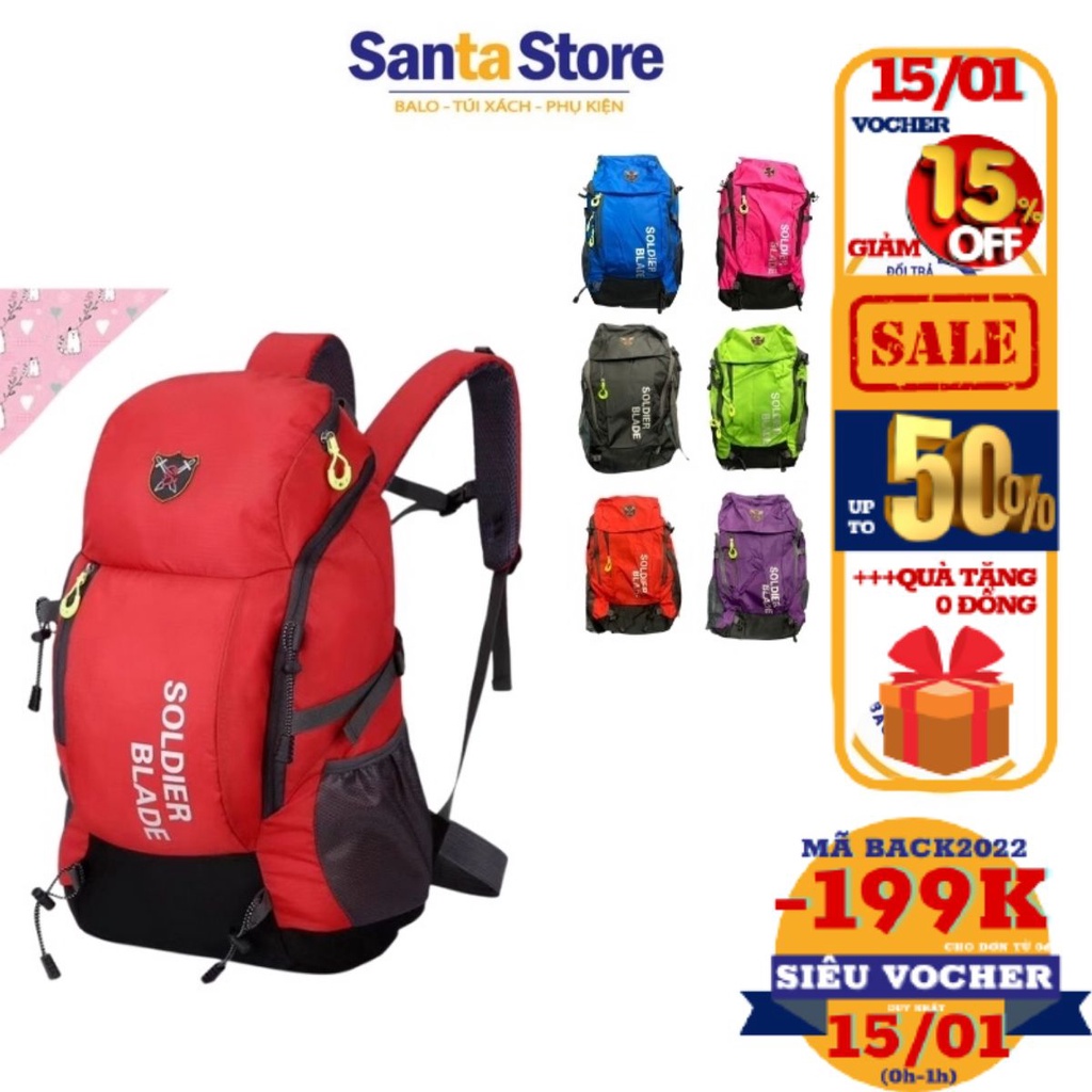 Balo vải du lịch thể thao SB30L nam nữ đi phượt thời trang 30L siêu nhẹ cao cấp chống nước SANTA STORE