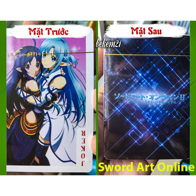 Bộ bài Tây anime Sword Art Online Đao kiếm thần vực 54 lá in hình anime manga dễ thương