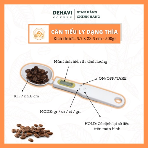 Cân Tiểu Ly Điện Tử Dạng Thìa Dùng Để Cân Đong Định Lượng Cà Phê, Gia Vị, Tiêu Chuẩn 500/0,1g từ Dehavi