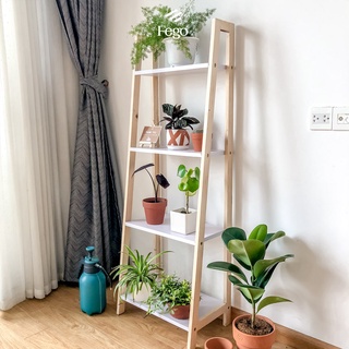 Kệ gỗ 4 tầng ngăn trắng Fego để sách, cây cảnh trang trí nhà cửa, decor phòng khách