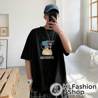 Áo thun tay lỡ form rộng ô tô khủng long chất siêu đẹp, áo phông form rộng size HLFashion