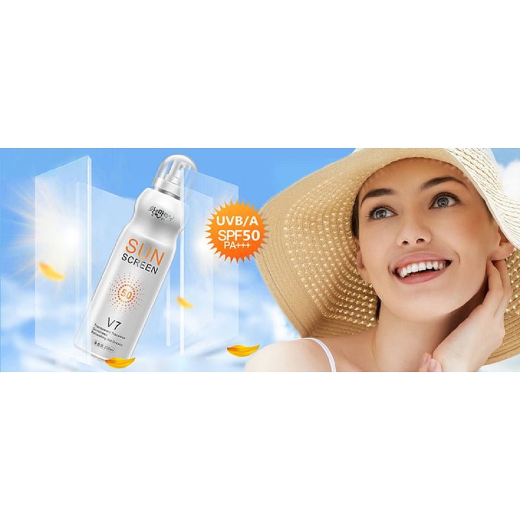 xịt chống nắng trắng da Sun Screen V7 nâng tone chống nước không bết dính kem chống nắng mặt body SPF50+ [𝐓𝐚̣̆𝐧𝐠 𝐦𝐚́𝐲]