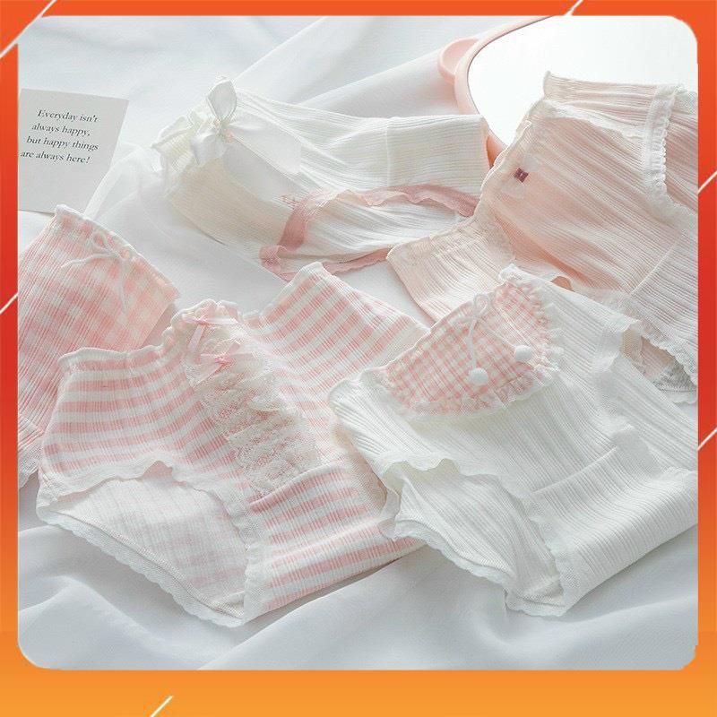 Quần lót học sinh cotton cao cấp kháng khuẩn mềm mại thấm hút mồ hôi tone trắng hồng đáng yêu YH18