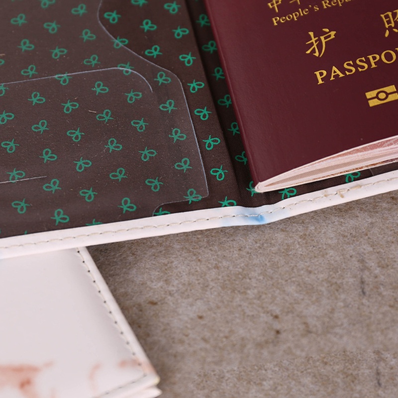 Bao Da Hộ Chiếu Họa Tiết Cẩm Thạch Kèm 2 Ngăn Đựng Thẻ