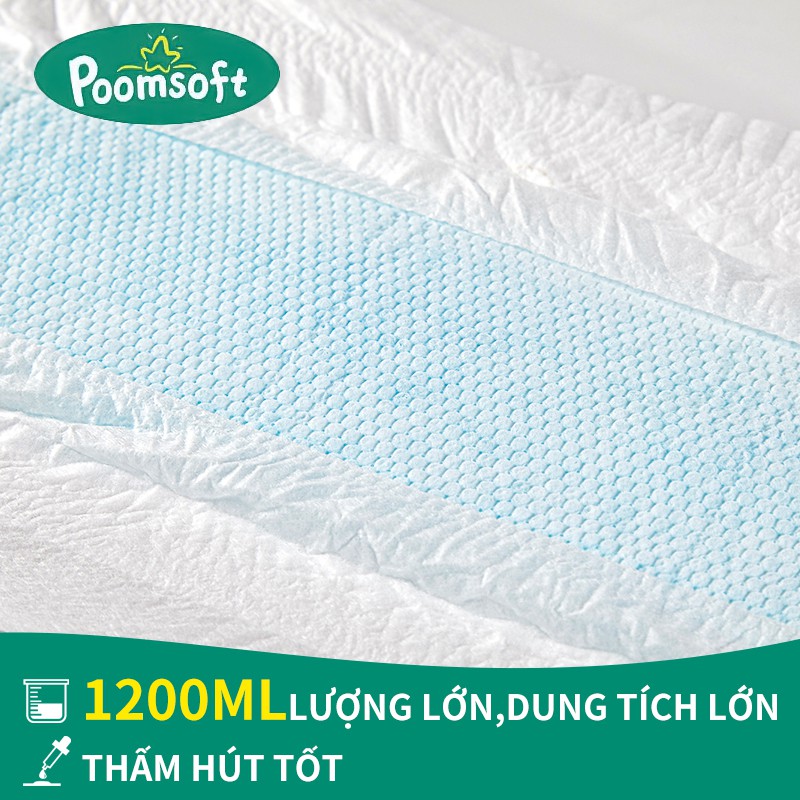 Bỉm POOMSOFT Tã quần/Dán thấm hút lên tới 1200ml đủ size M60/L56/XL52/XXL48/XXXL44