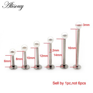 Alisouy 1 Thép 16G Tragus Helix Thanh Ngọc Trai Bóng Labret Lip Bar Nhẫn Stud Sụn Tai Piercings Trang Sức Cơ Thể Cho Nữ