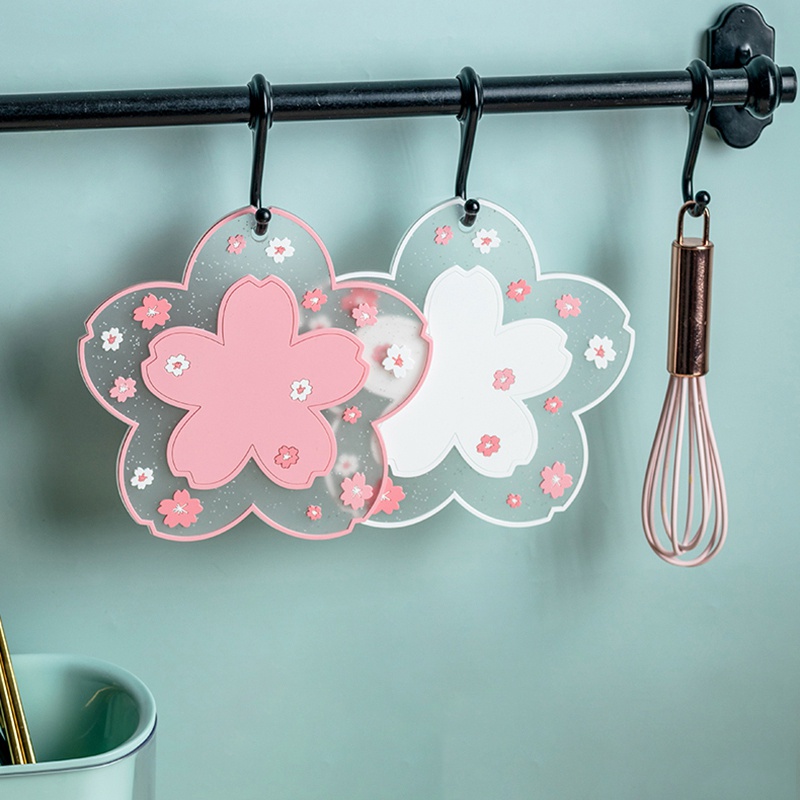 Miếng lót ly cách nhiệt chống trượt hình hoa anh đào xinh xắn